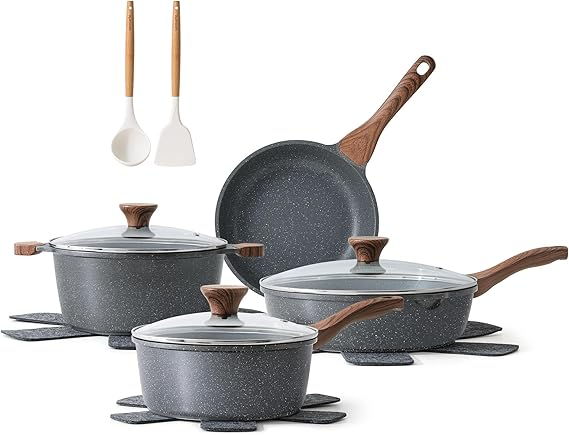 SENSARTE Nonstick Cookware Set 13-Piece, Non Stick Pots and Pans Set
